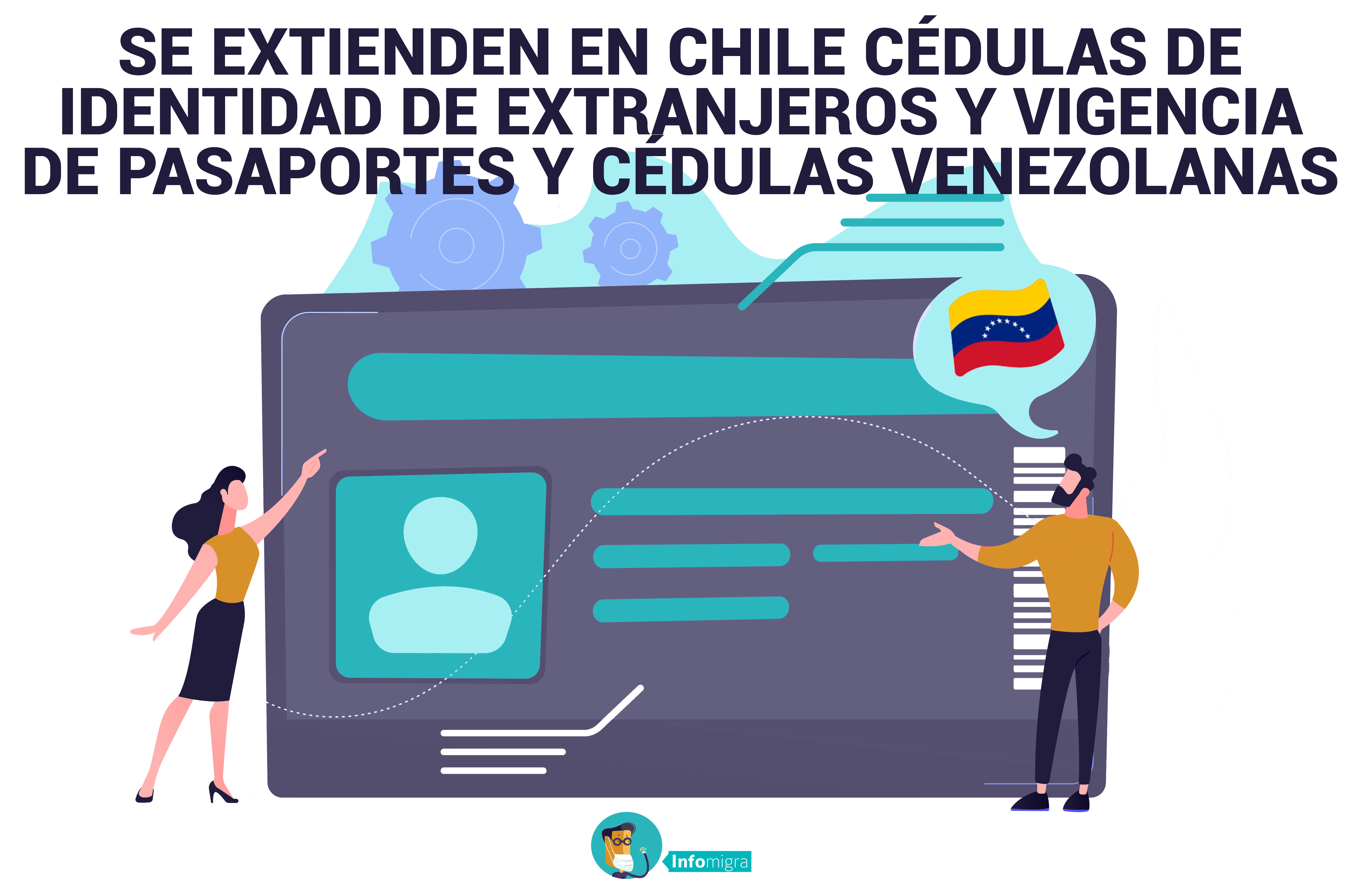Vector personajes cédula chilena pasaporte venezolano extensión chile 2021